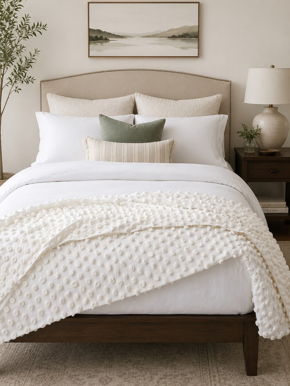 NWT West Elm Candlewick Blanket King White Cotton Fair Trade